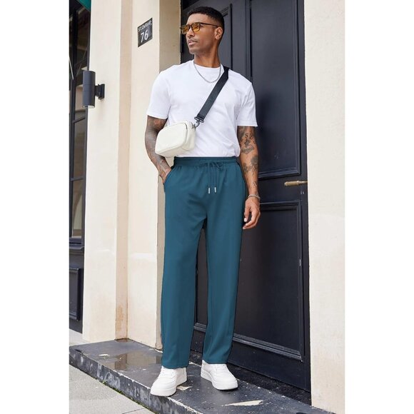 Men's Cotton Sweatpants Open Bottom Lounge Pants Lightweight Casual Jogger Pants - Picture 3 of 6